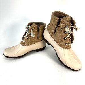 Sperry Saltwater Rain Boots Women’s Size 7 Quilted Wool Oyster Shoes STS97563F